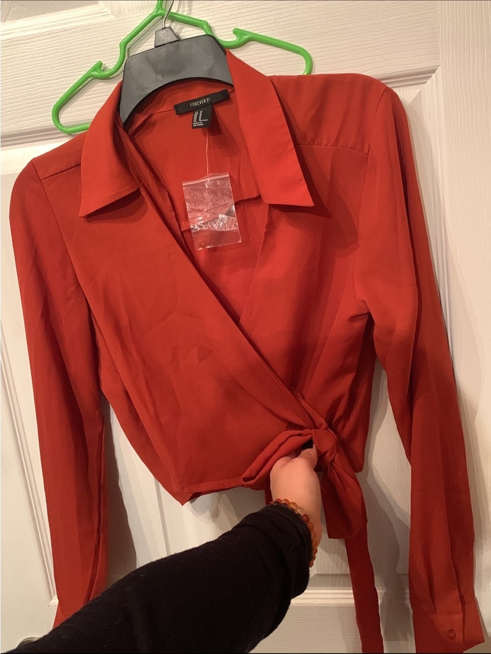 Forever 21 Rust Red Wrap Tie-Front Blouse